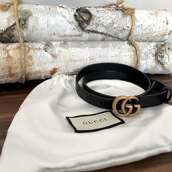 Gucci Accessories - Authentic Gucci Black Skinny Double G Leather Belt